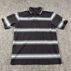 Radmor Polo Shirt Mens Medium Gray Stripe WA Golf Logo Performance Short‎ Sleeve